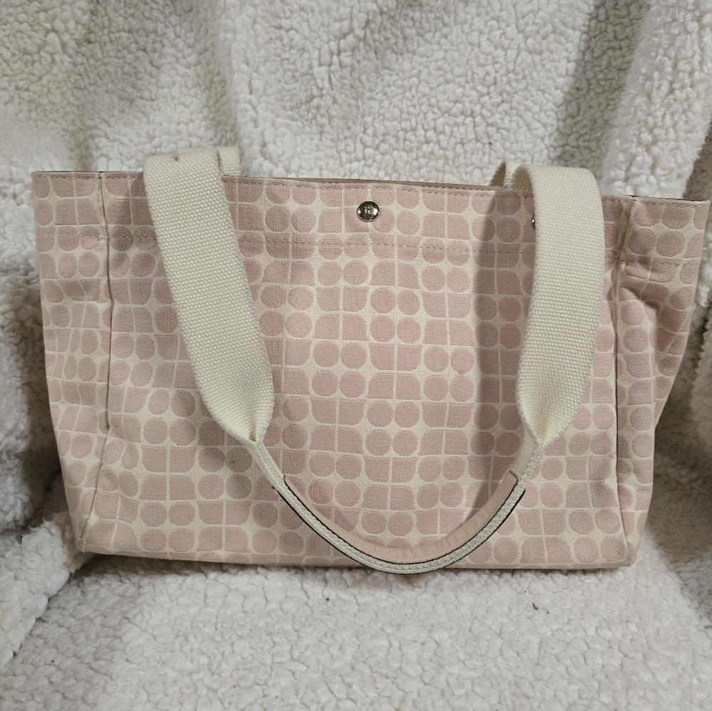 Classic Kate Spade Noel Canvas pink and tan shoulder bag